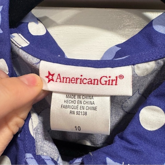 American Girl Purr-fect Dots Dress Sz 10 Cat Fourth of July 4th Red White Blue - Picture 7 of 9